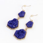 Electric Blue Geometric Druzy Stone Earrings